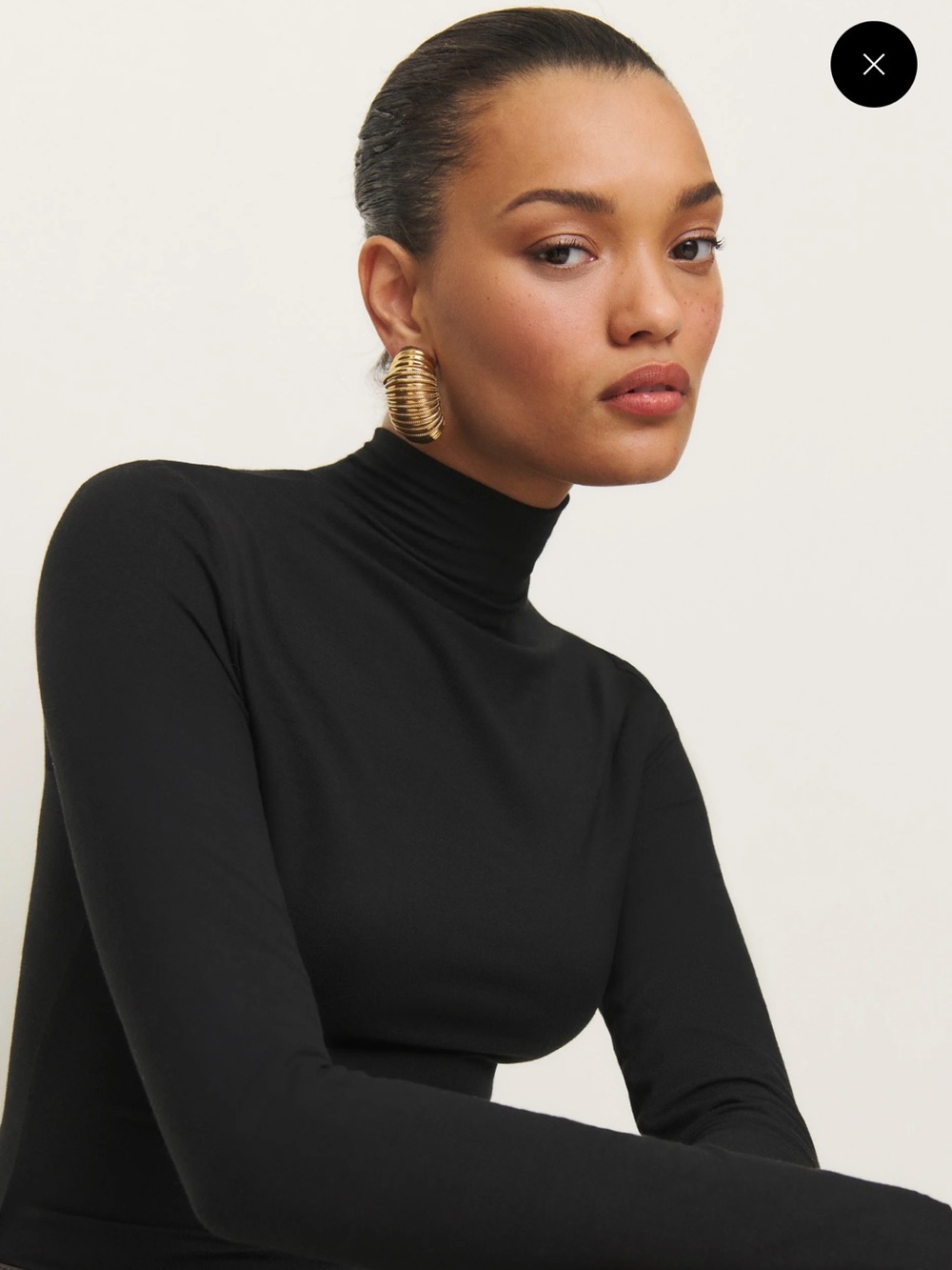 Reformation Nell Classic Black Turtleneck Long-Sleeve Top, Size XS, EUC